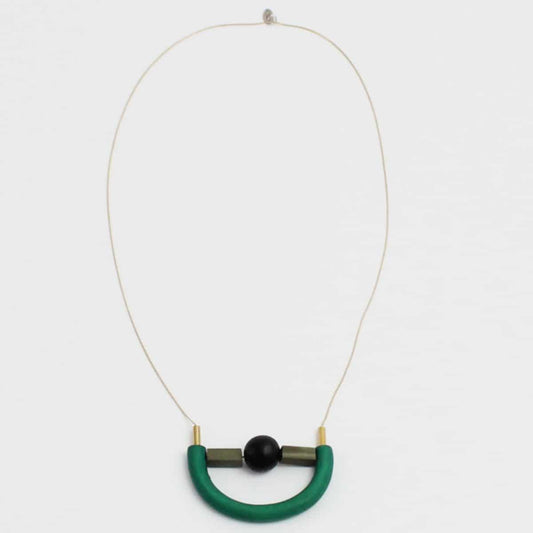 Crescent Wood Jaelyn Necklace Green - Sylca Designs - Chunky Jewelry