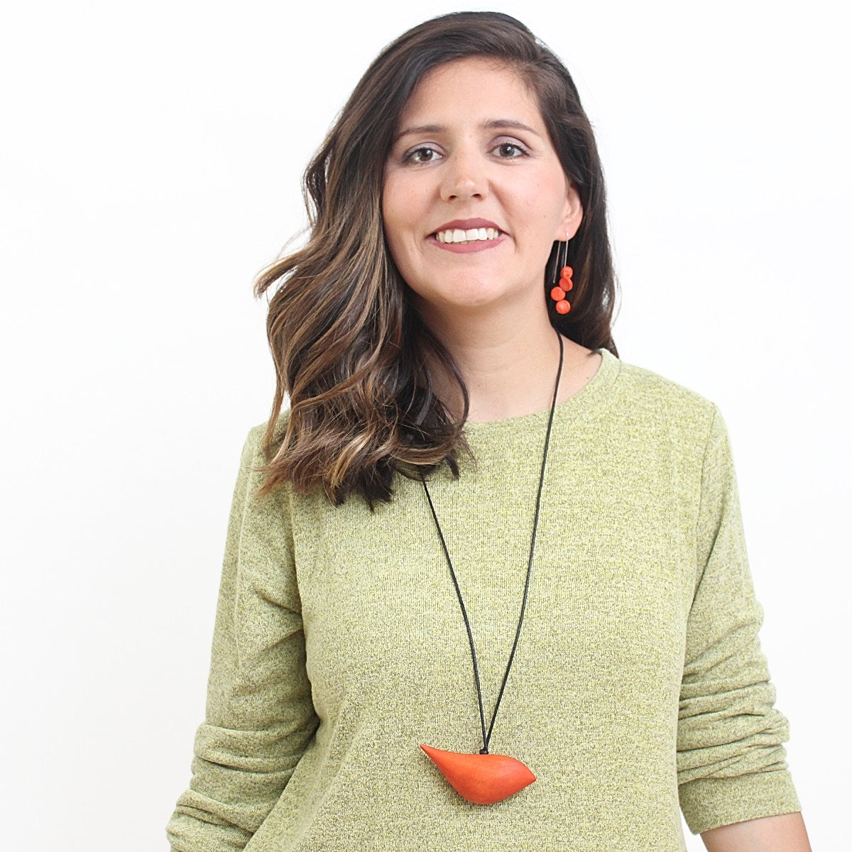 Orange Robin Pendant Necklace