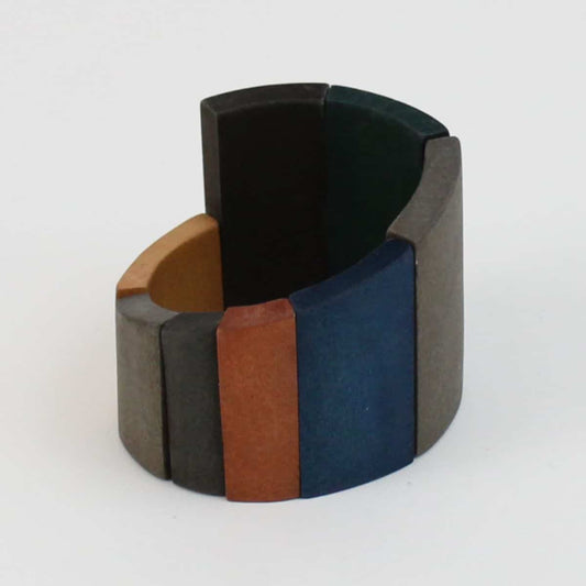 Round Wooden Geometric Bracelet Forest - Sylca Designs - Chunky Jewelry