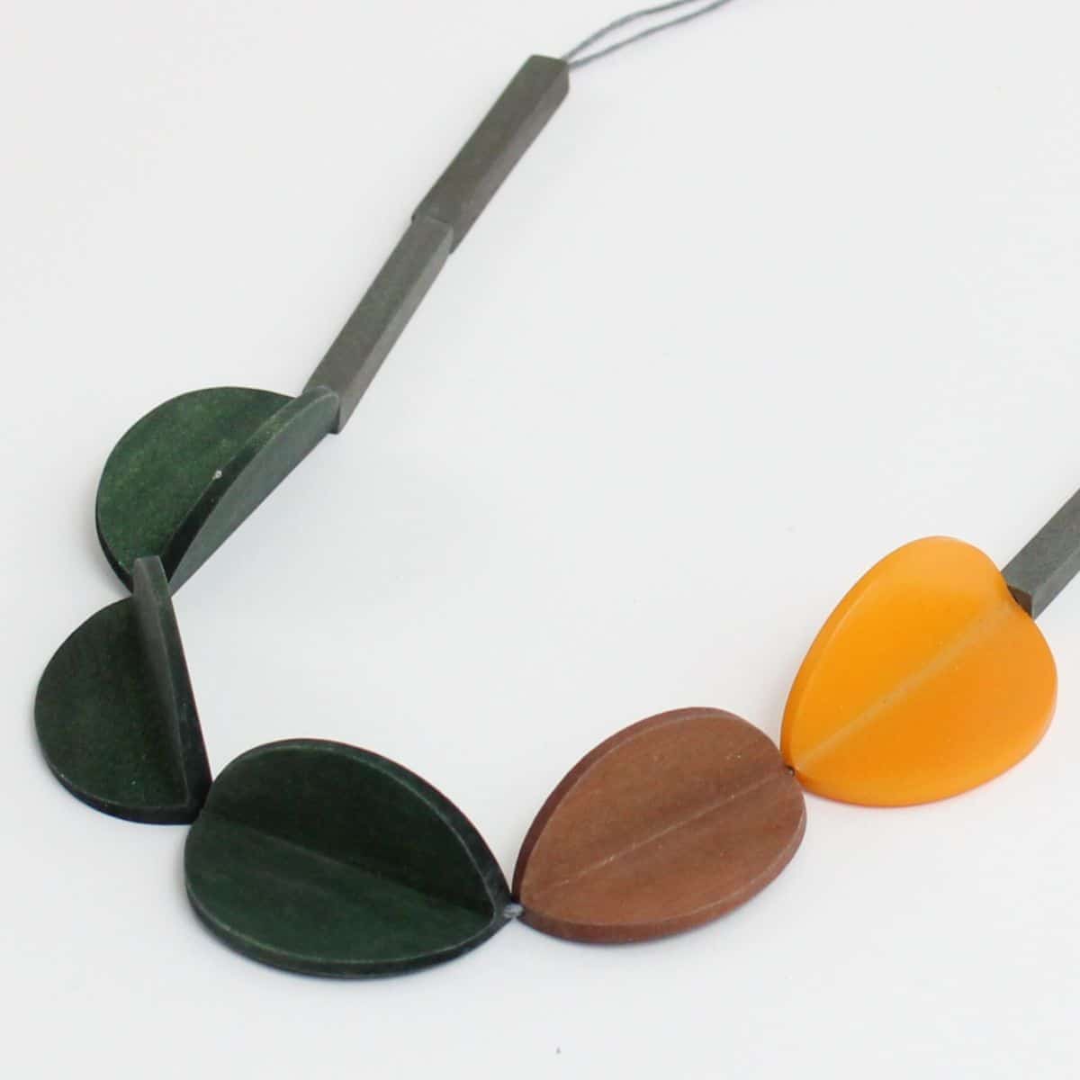 Green Wood Cassie Necklace - Sylca Designs - Chunky Jewelry