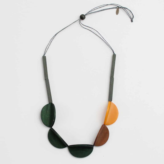Green Wood Cassie Necklace - Sylca Designs - Chunky Jewelry
