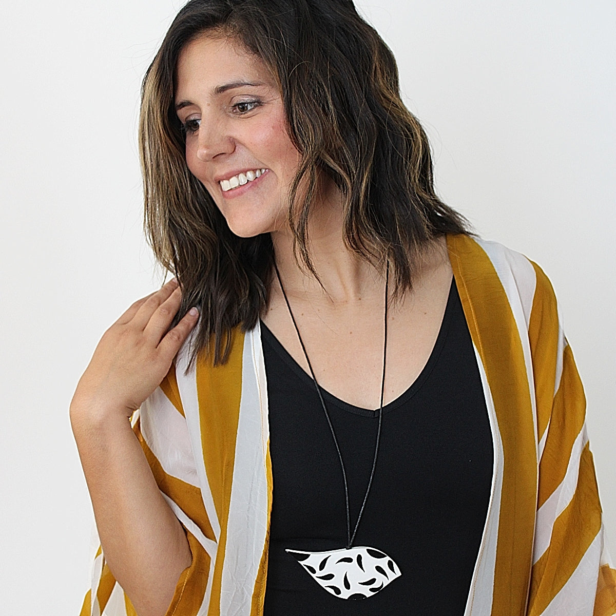Black and White Robin Pendant Necklace