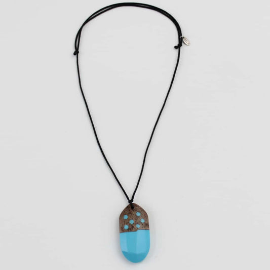 Blue Adjustable Geode-Inspired Pendant Necklace - Sylca Designs - Chunky Jewelry