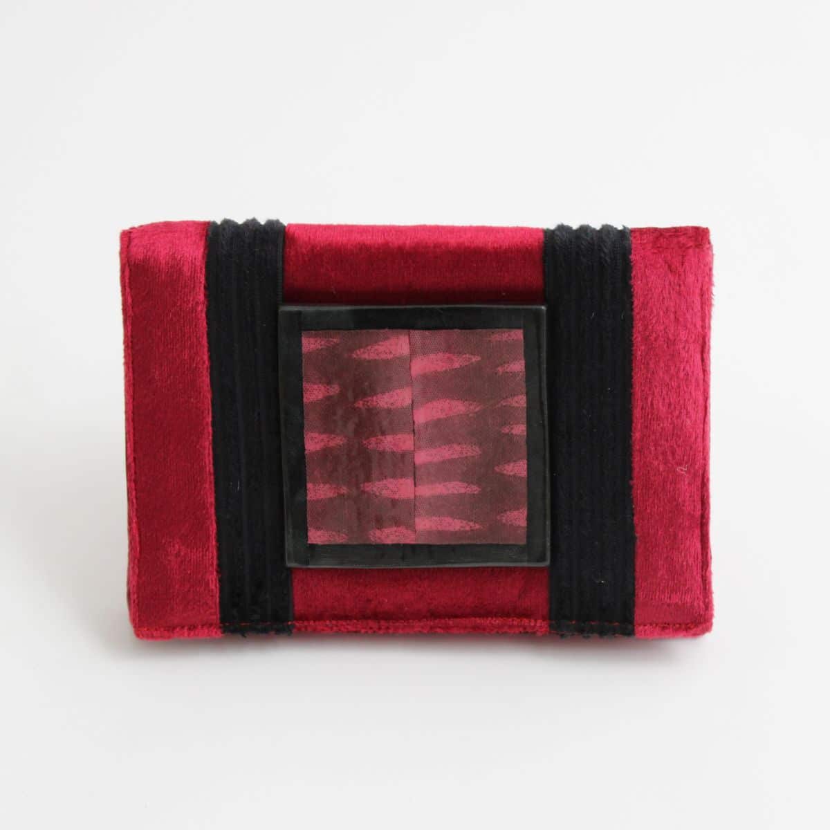 Red and Black Velvet Clutch - Sylca Designs - Chunky Jewelry