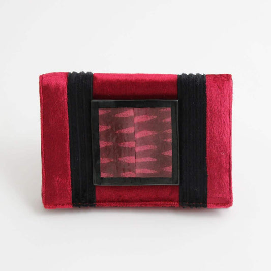 Red and Black Velvet Clutch - Sylca Designs - Chunky Jewelry