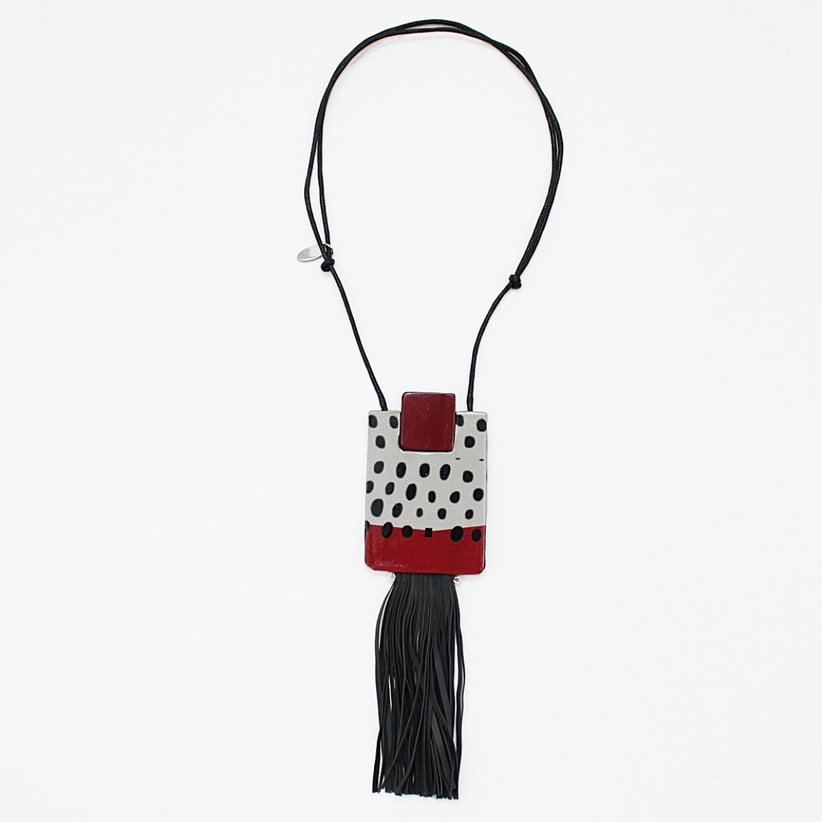 Black and Red Tassel Decoupage Zoey Necklace