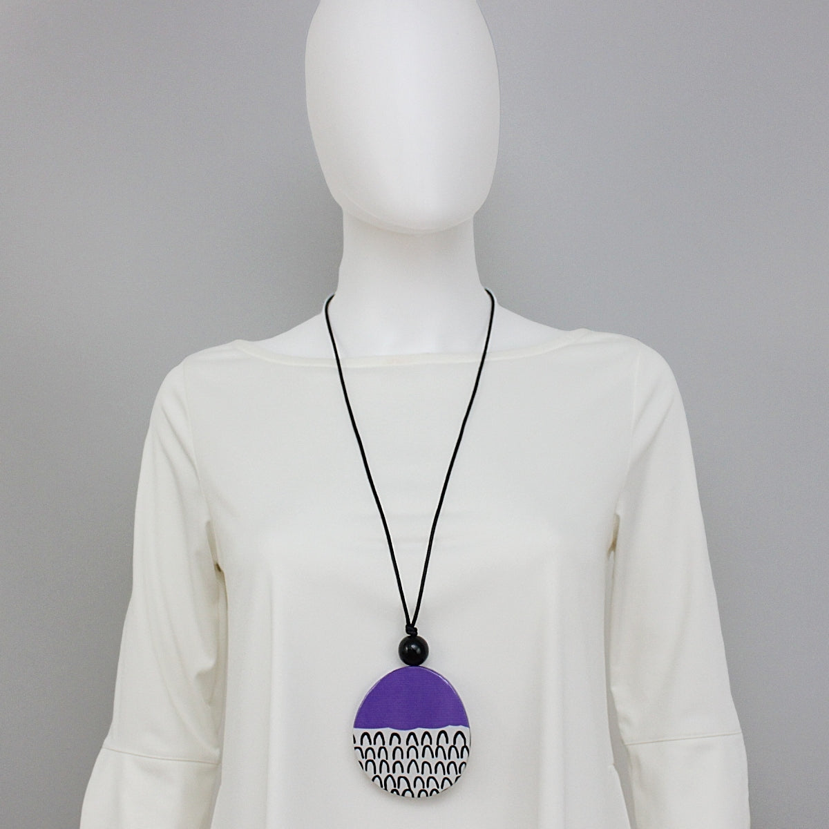 Purple Round Decoupage Jolie Pendant