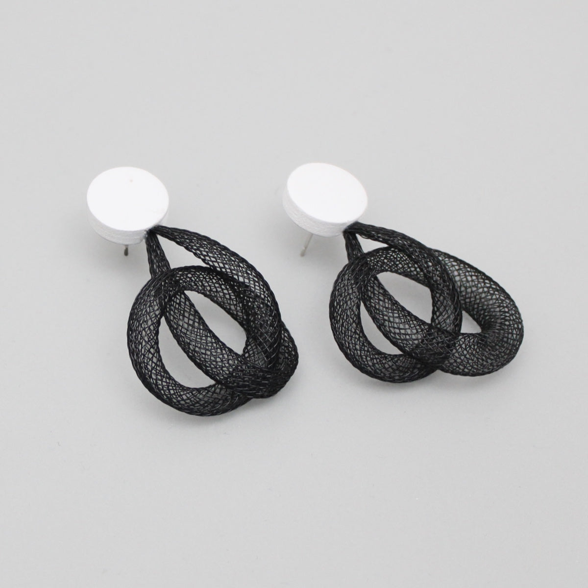 Black Mesh Abstract Earrings