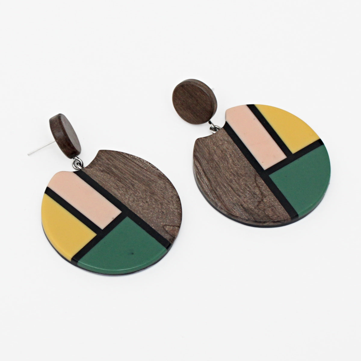 Yellow and Green Geometric Eloise Earrings - Sylca Designs - Chunky Jewelry