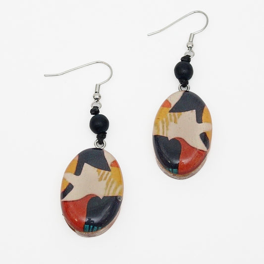 Multi Color Bird Print Earrings - Sylca Designs - Chunky Jewelry