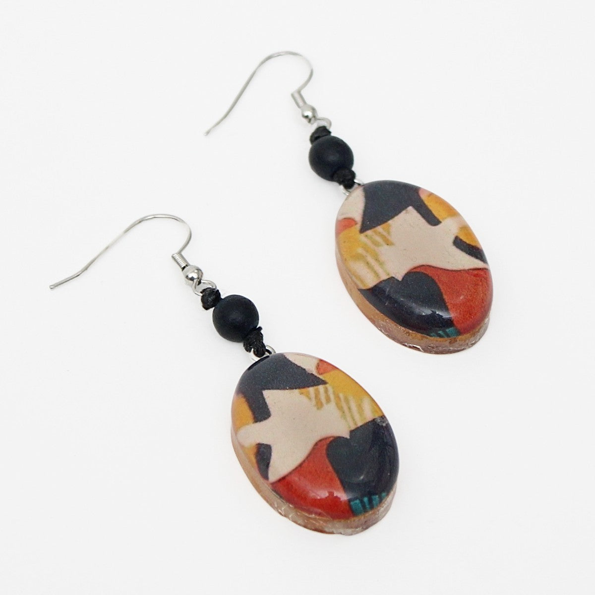 Multi Color Bird Print Earrings - Sylca Designs - Chunky Jewelry