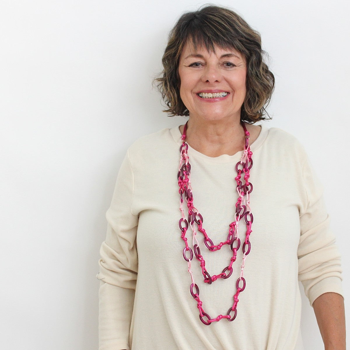 Knotted Fuchsia Sienna Necklace - Sylca Designs - Chunky Jewelry
