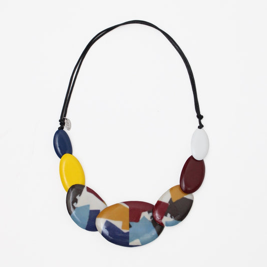 Blue and Yellow Fallon Necklace - Sylca Designs - Chunky Jewelry