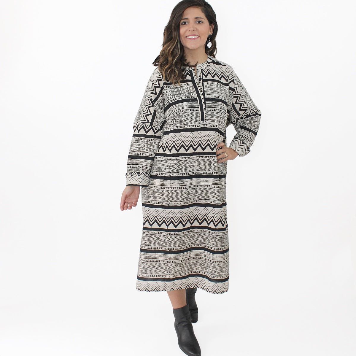Zig Zag Shirt Dress - Sylca Designs - Chunky Jewelry