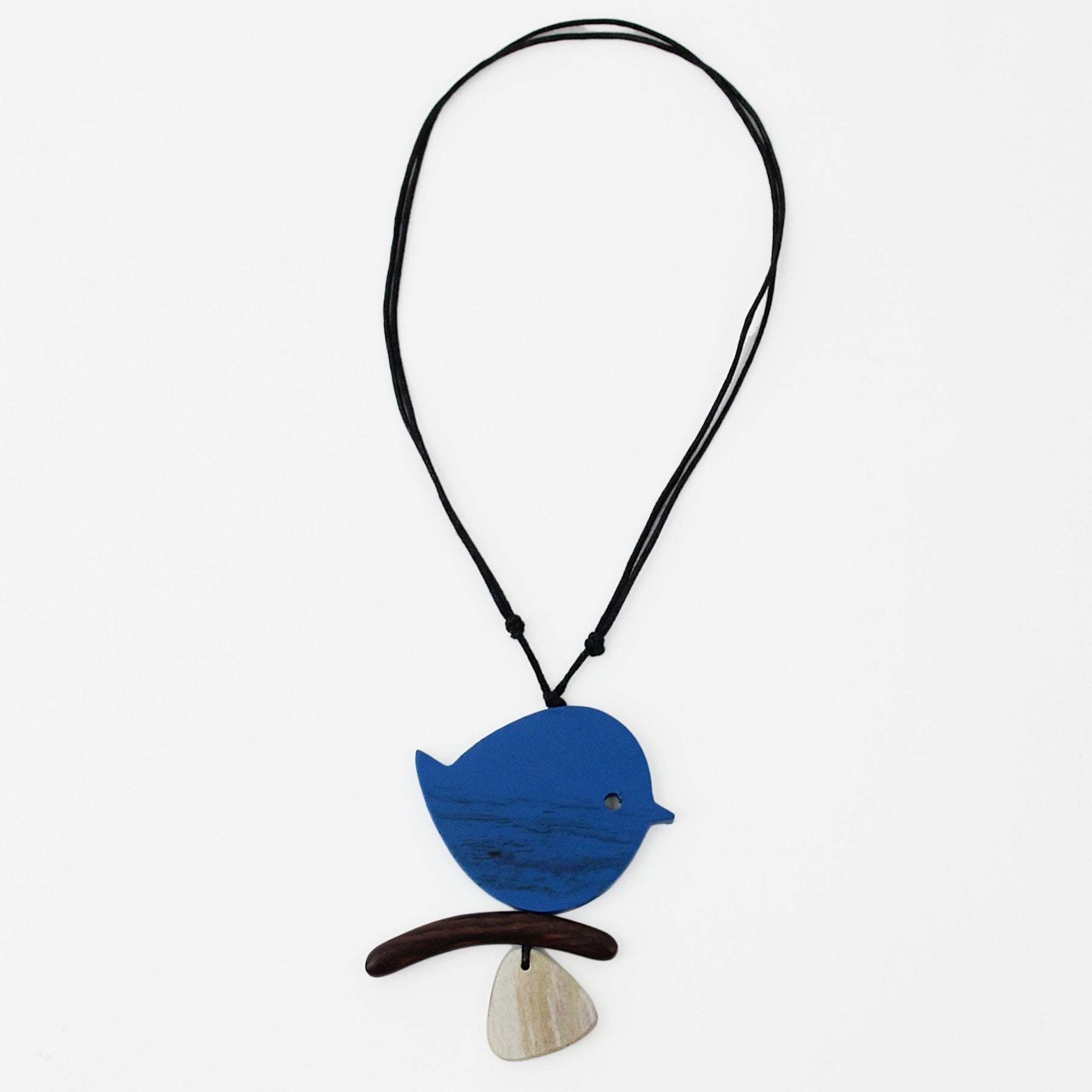 Blue Robin On A Branch Necklace - Sylca Designs - Chunky Jewelry