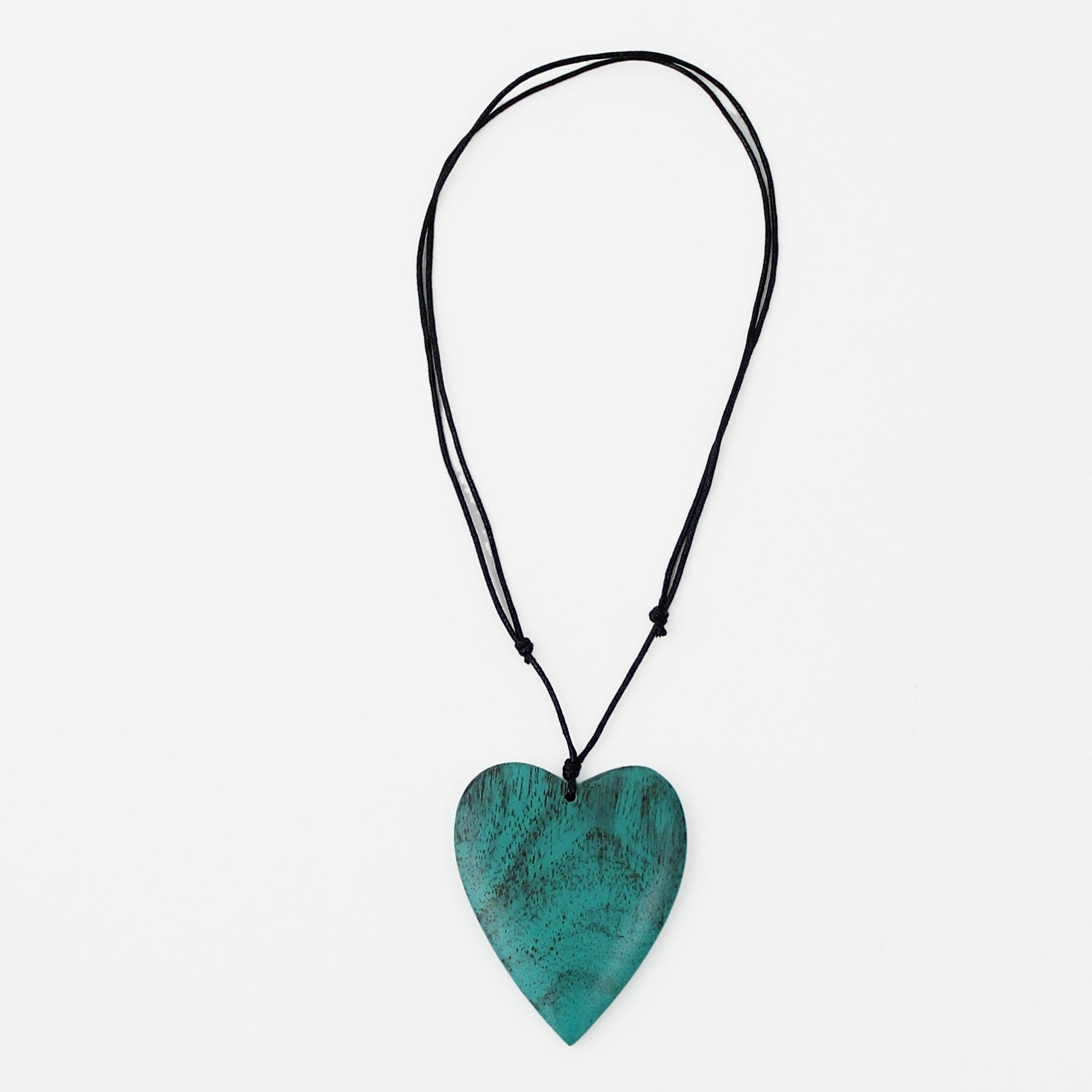 Turquoise Gabi Heart Wood Necklace - Sylca Designs - Chunky Jewelry