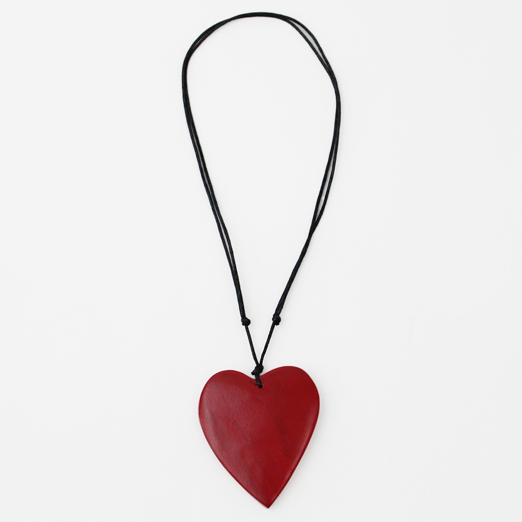 Red Gabi Heart Wood Necklace - Sylca Designs - Chunky Jewelry