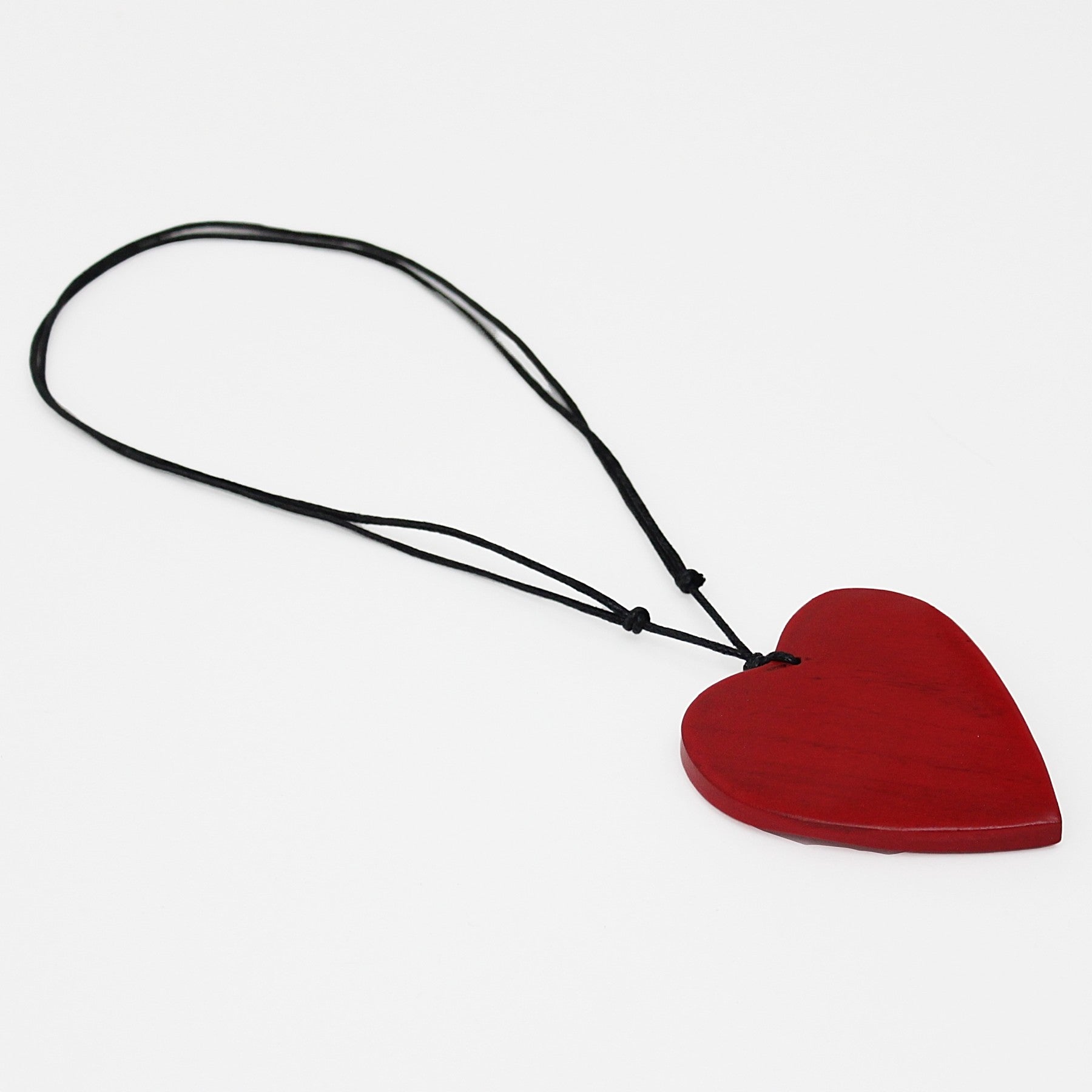 Red Gabi Heart Wood Necklace - Sylca Designs - Chunky Jewelry