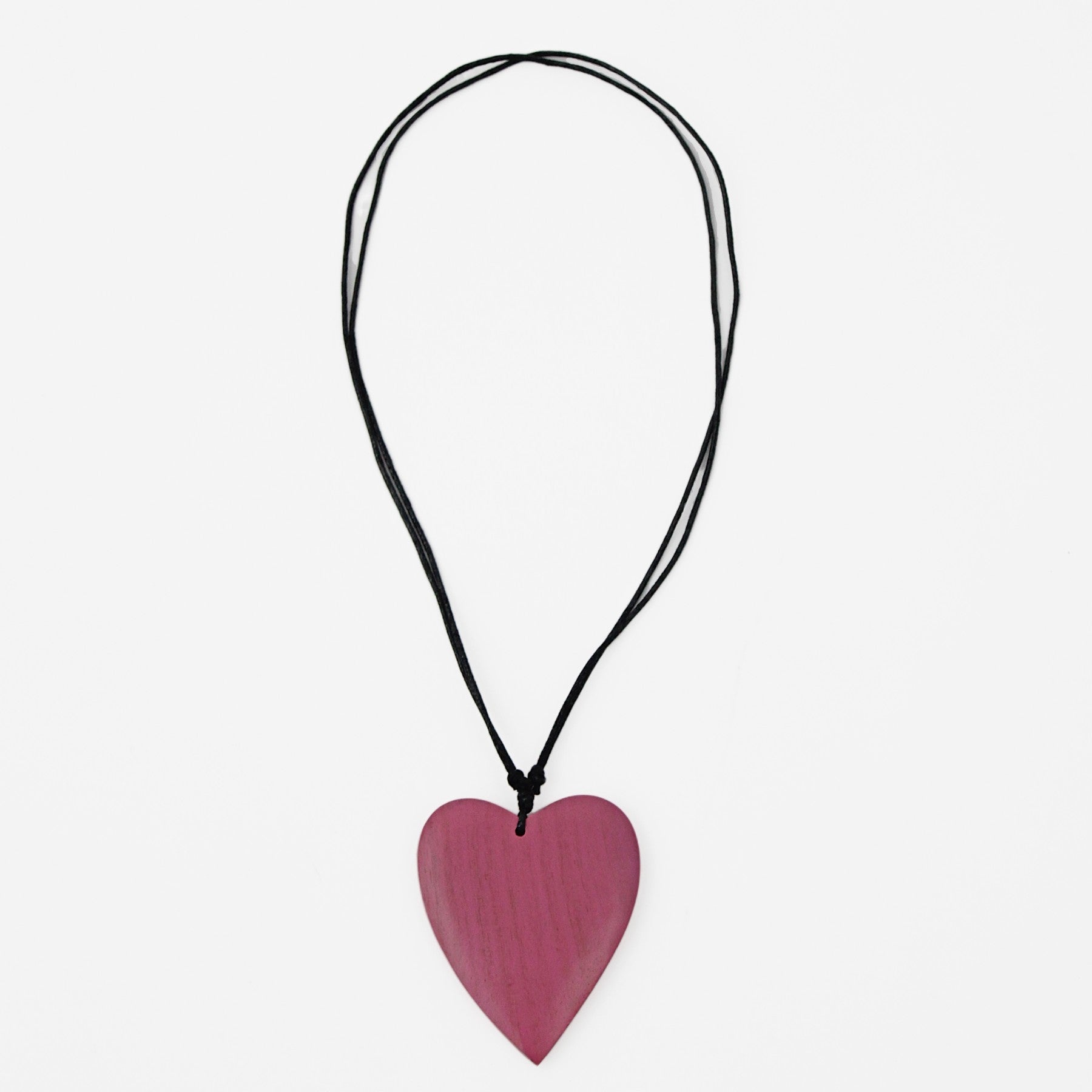 Pink Gabi Heart Wood Necklace - Sylca Designs - Chunky Jewelry