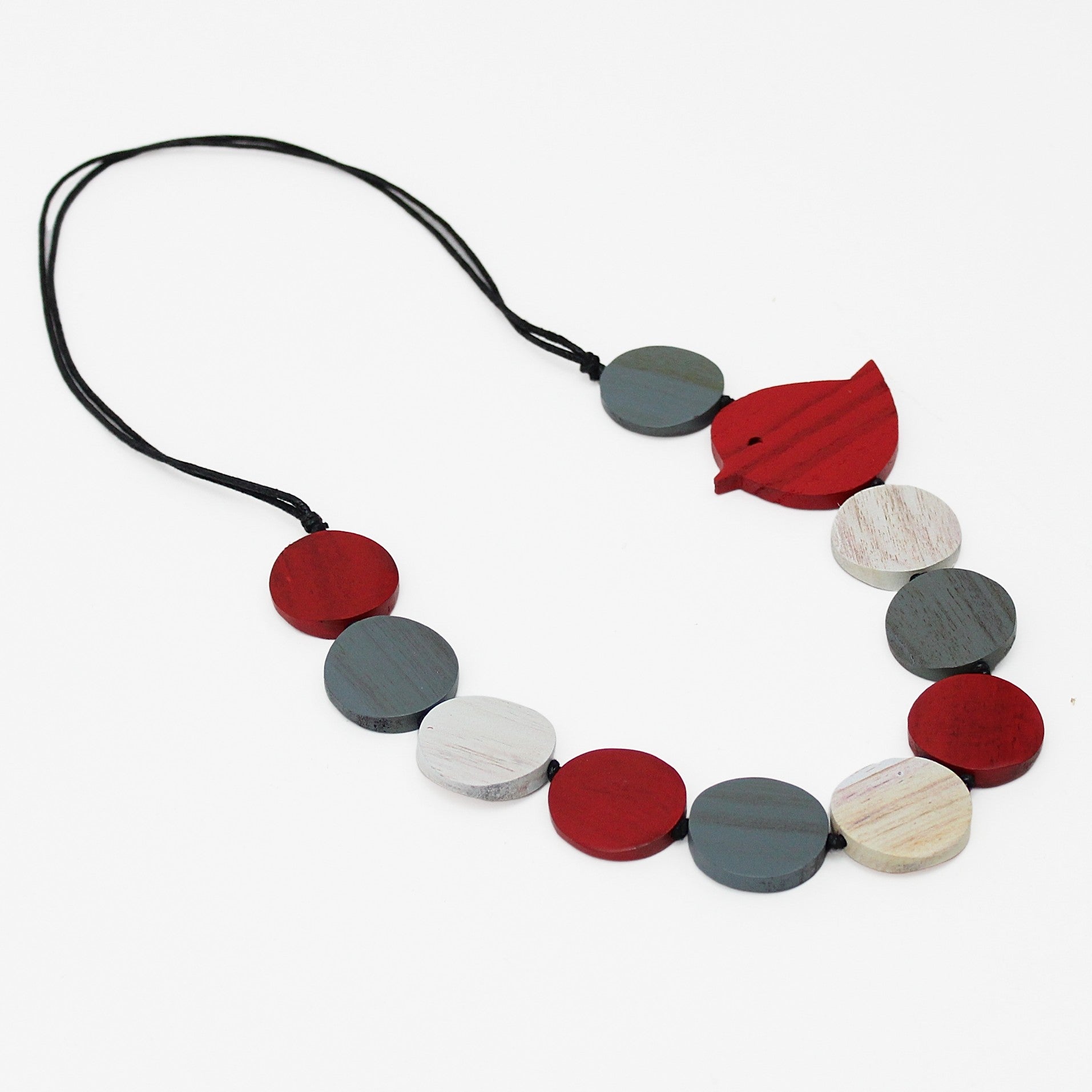 Red Beaded Robin Necklace - Sylca Designs - Chunky Jewelry