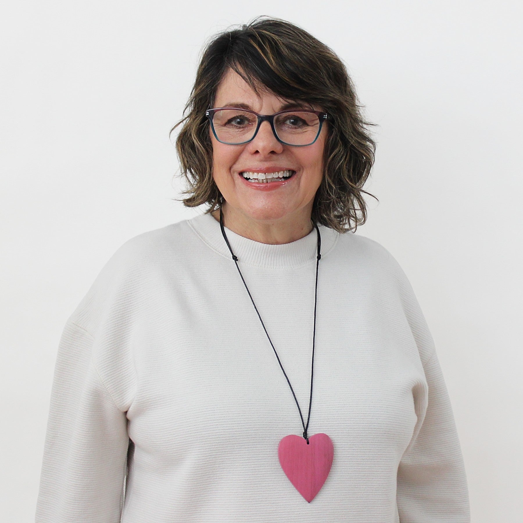 Pink Gabi Heart Wood Necklace - Sylca Designs - Chunky Jewelry