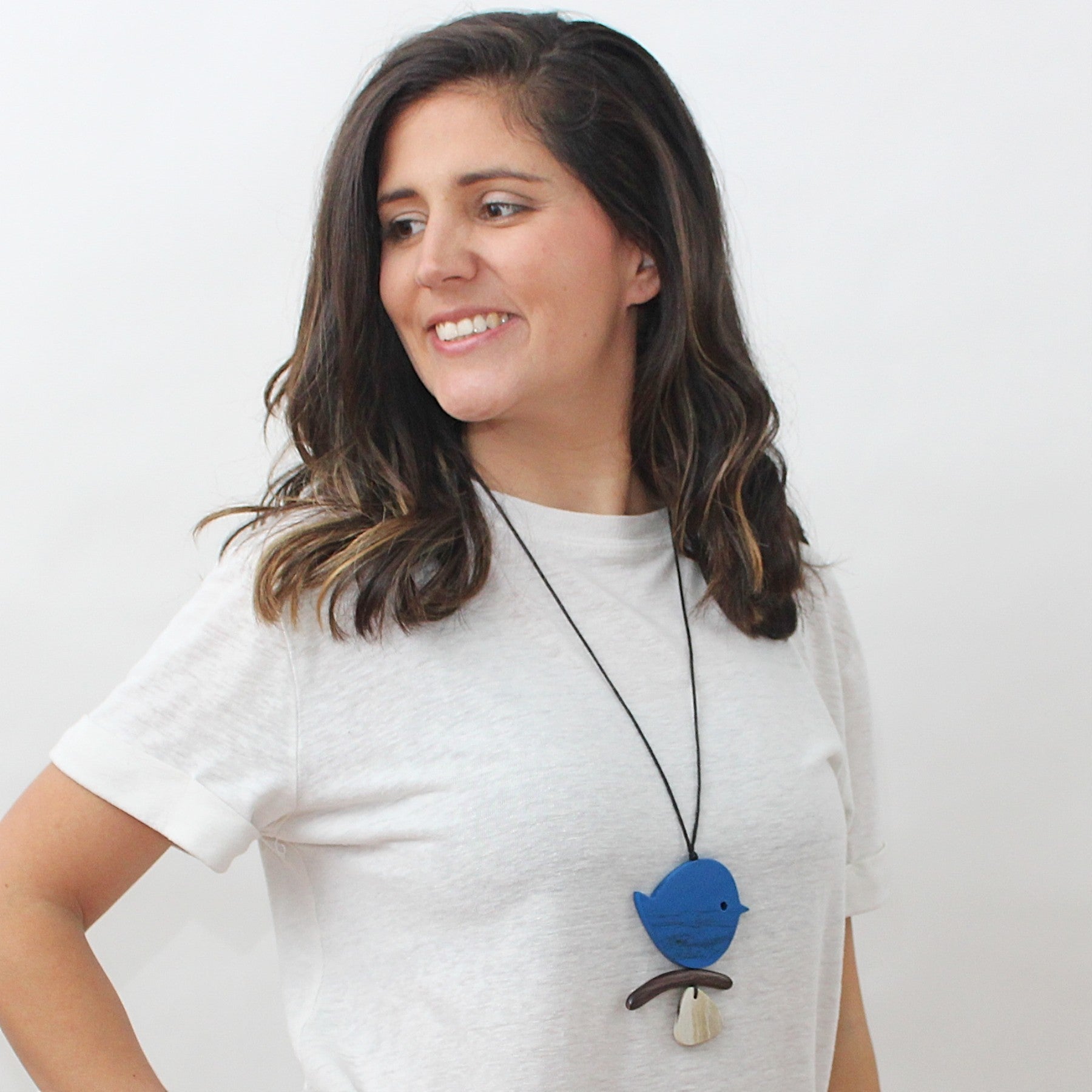 Blue Robin On A Branch Necklace - Sylca Designs - Chunky Jewelry