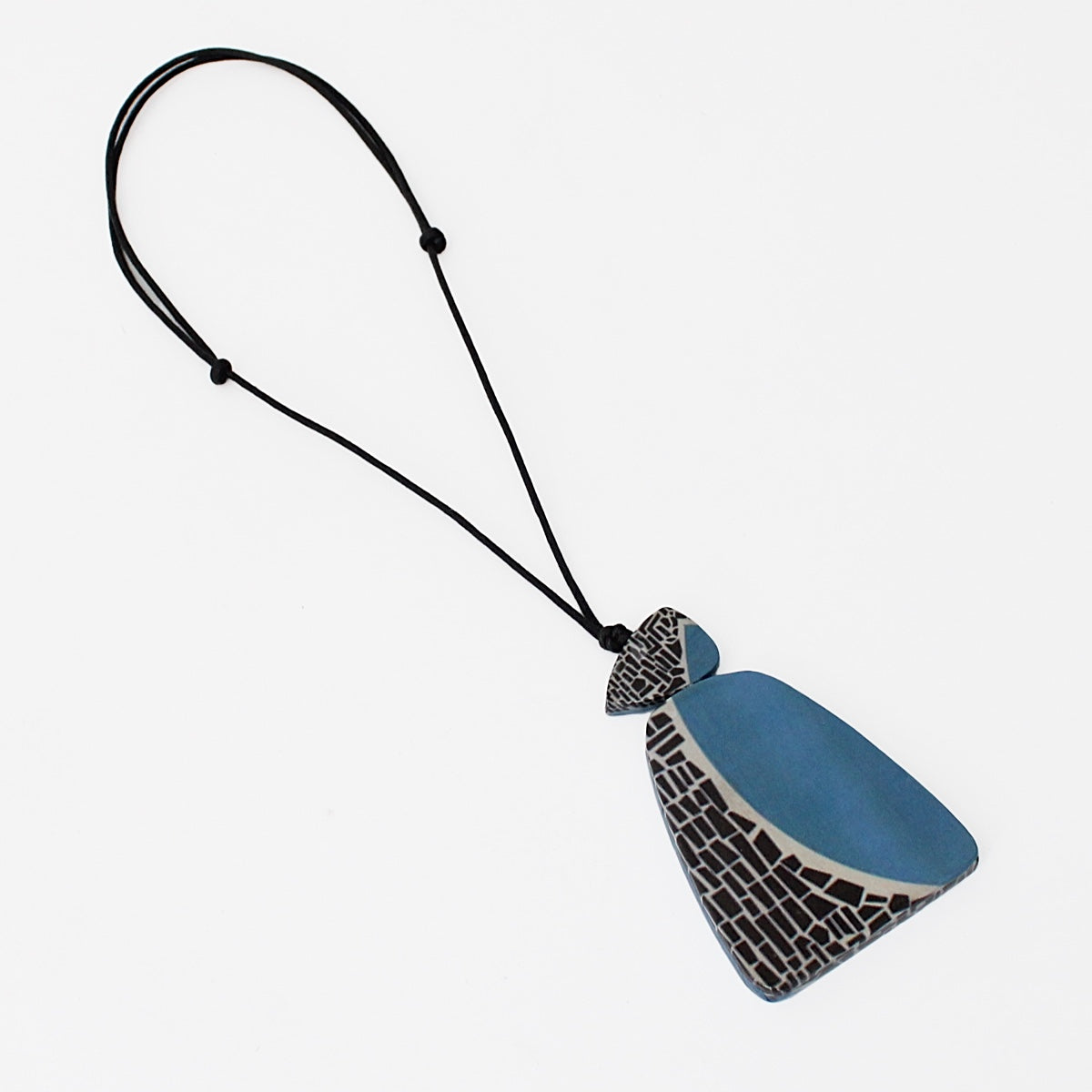 Blue Geometric Decoupage Oakley Pendant - Sylca Designs - Chunky Jewelry