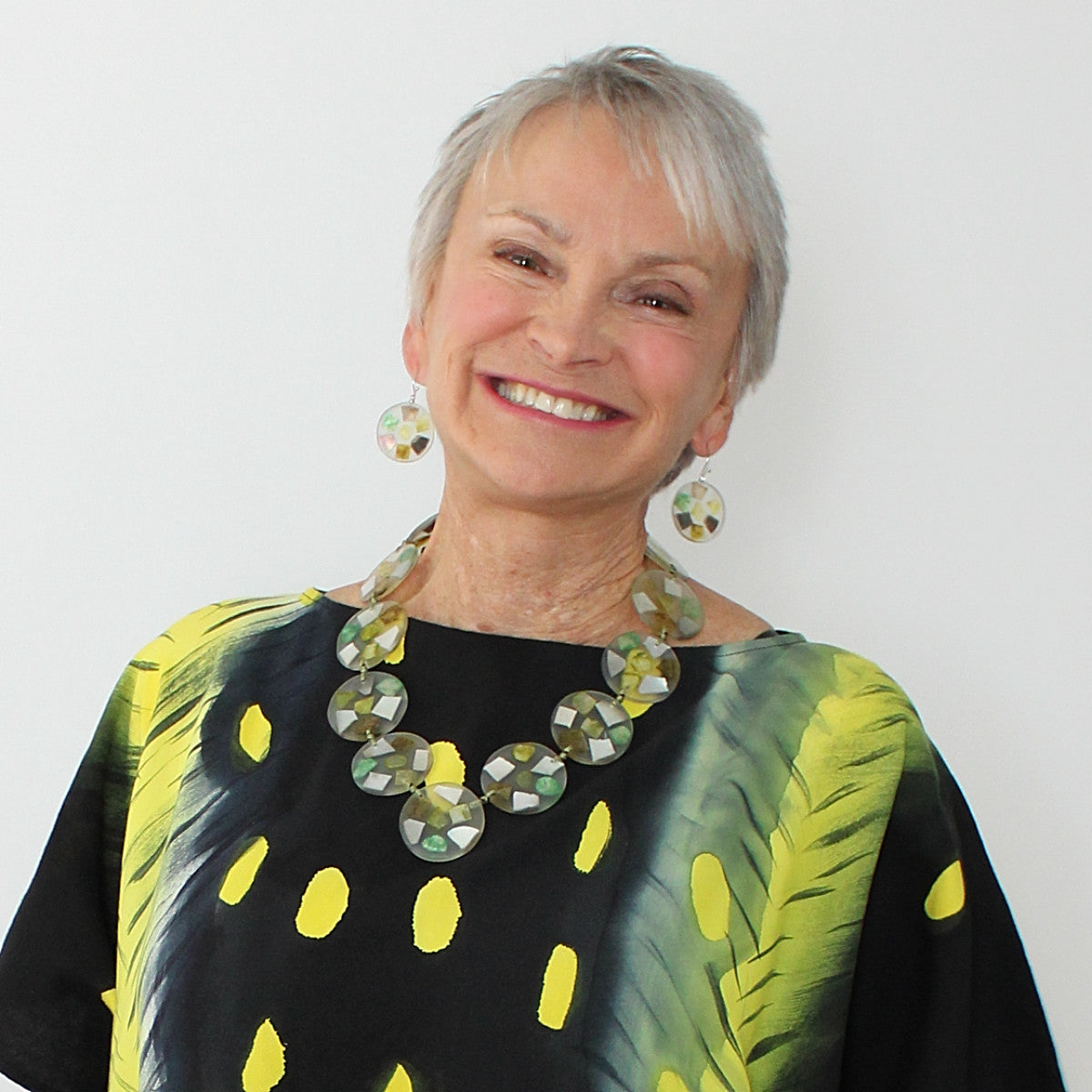 Green Iridescent Shell Claudia Necklace - Sylca Designs - Chunky Jewelry
