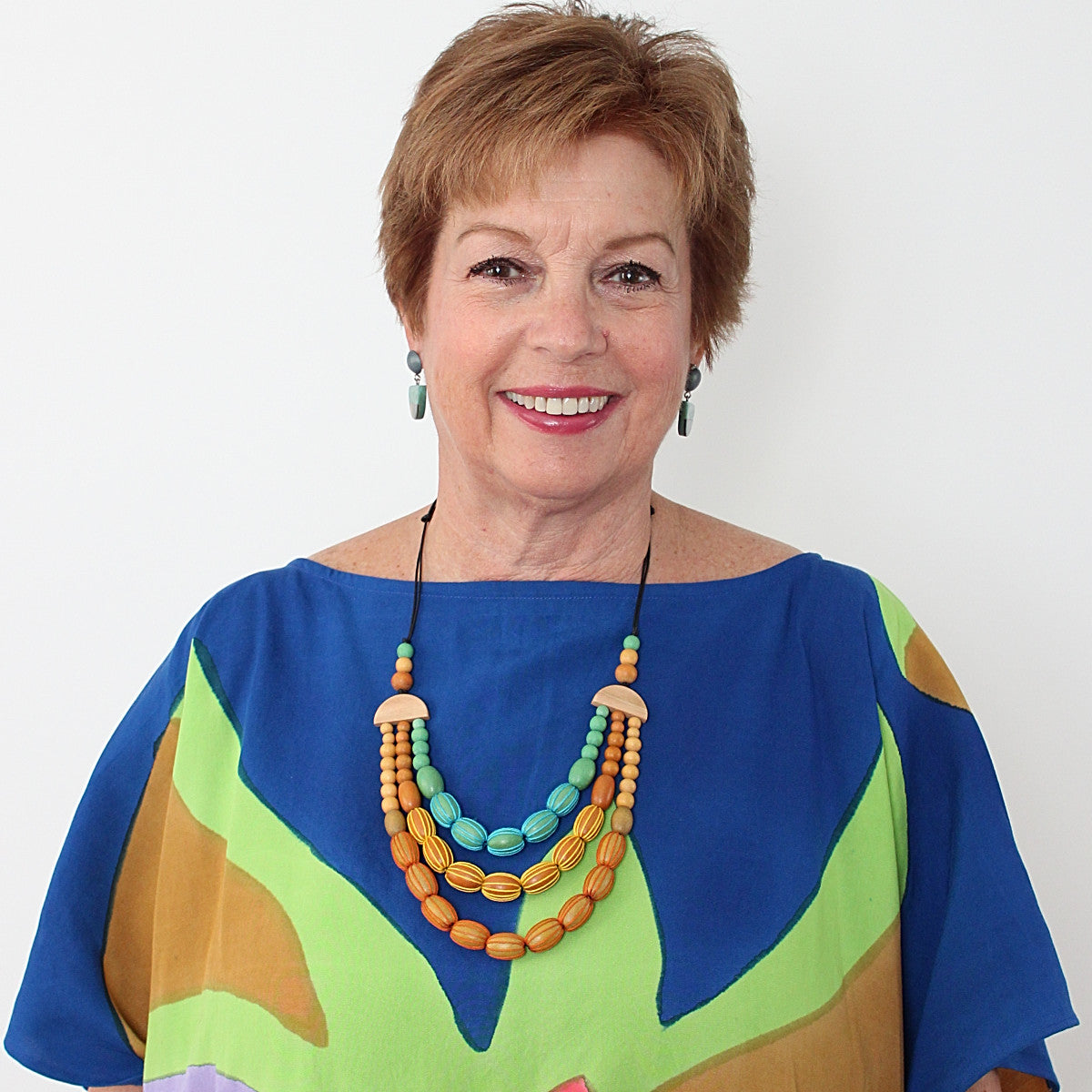 Triple Strand Wood Kristen Necklace - Sylca Designs - Chunky Jewelry