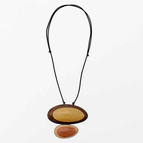 Duel Oval Wood Willa Pendant - Sylca Designs - Chunky Jewelry