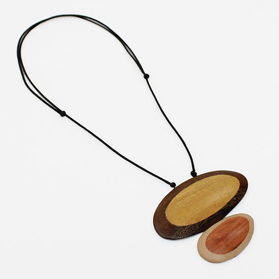 Duel Oval Wood Willa Pendant - Sylca Designs - Chunky Jewelry