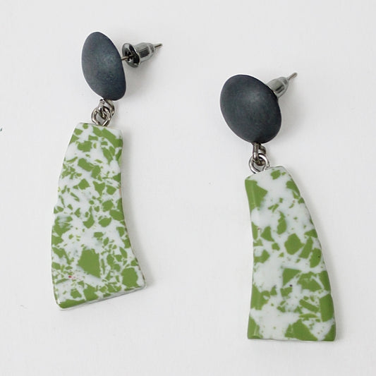 Lime Geometric Granite Earrings - Sylca Designs - Chunky Jewelry