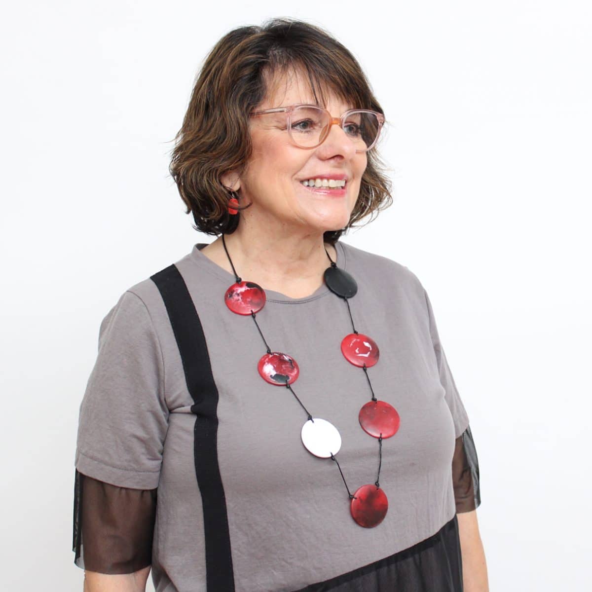 Red Marble Tori Necklace - Sylca Designs - Chunky Jewelry
