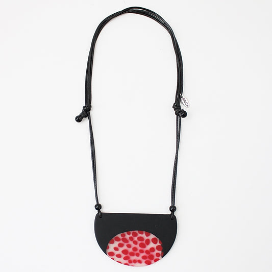 Red and Black Stella Pendant Necklace - Sylca Designs - Chunky Jewelry