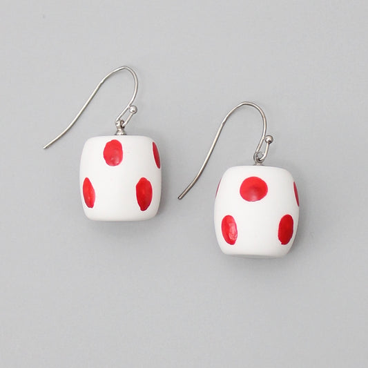 Red and White Lena Earrings - Sylca Designs - Chunky Jewelry