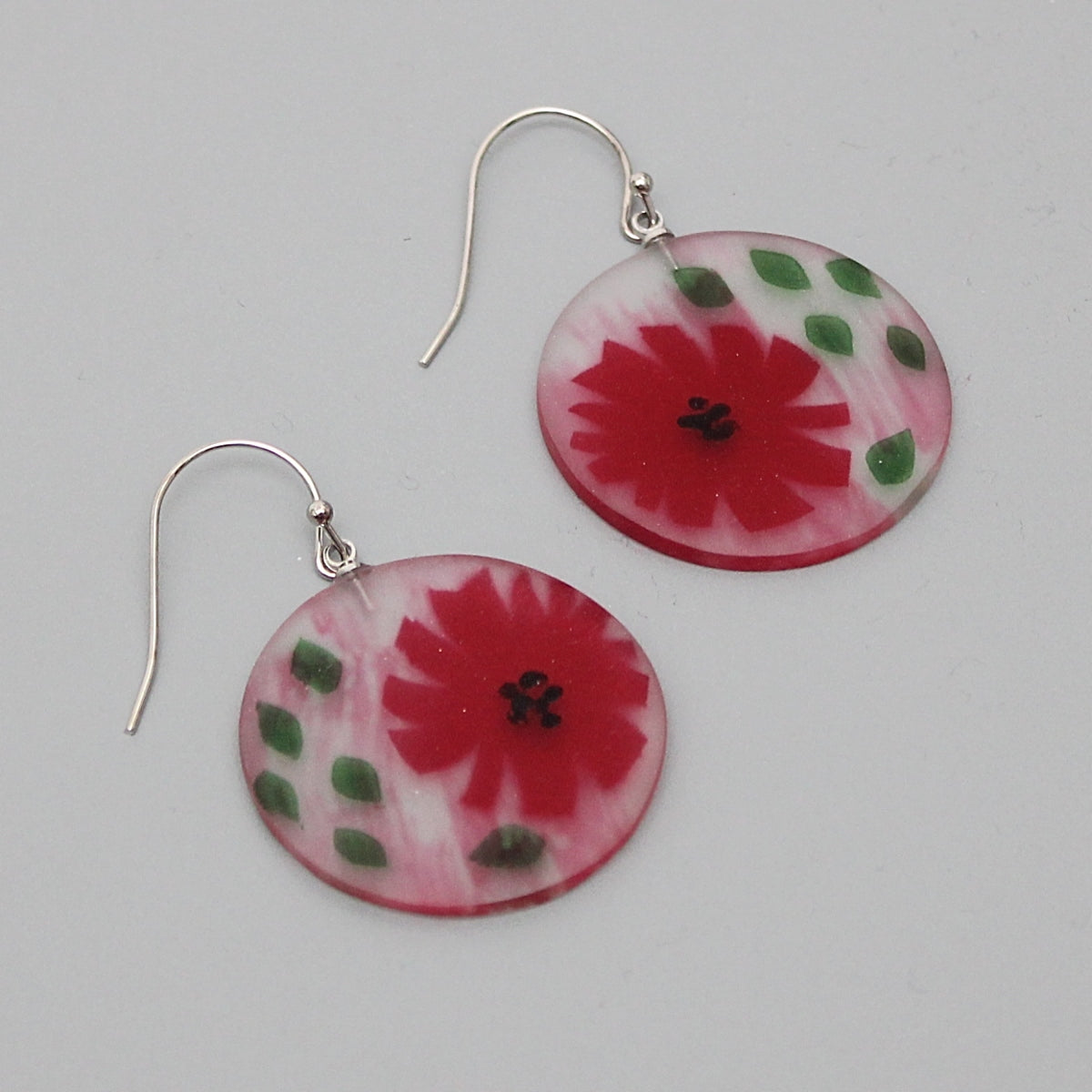 Red Veronica Frosted Flower Earrings
