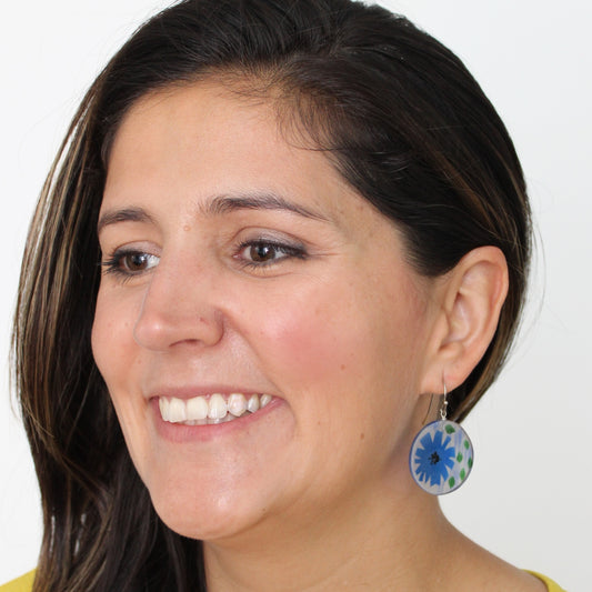 Blue Veronica Frosted Flower Earrings - Sylca Designs - Chunky Jewelry