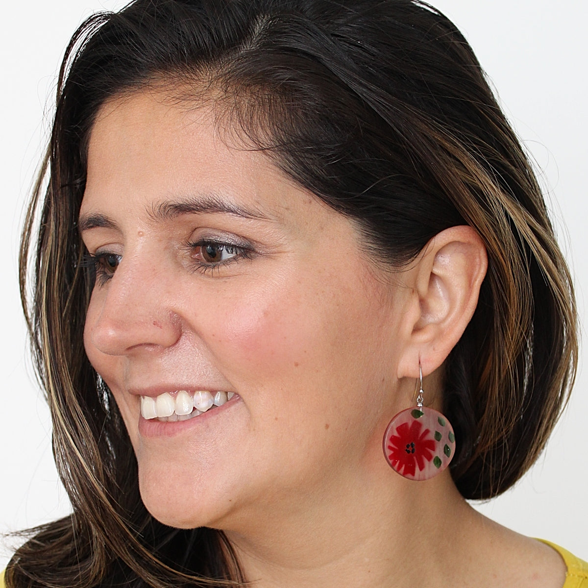 Red Veronica Frosted Flower Earrings