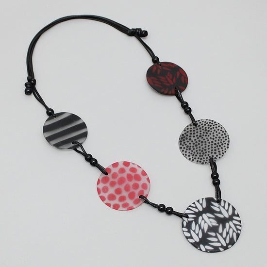 Black and Red Multi Design Shay Necklace - Sylca Designs - Chunky Jewelry