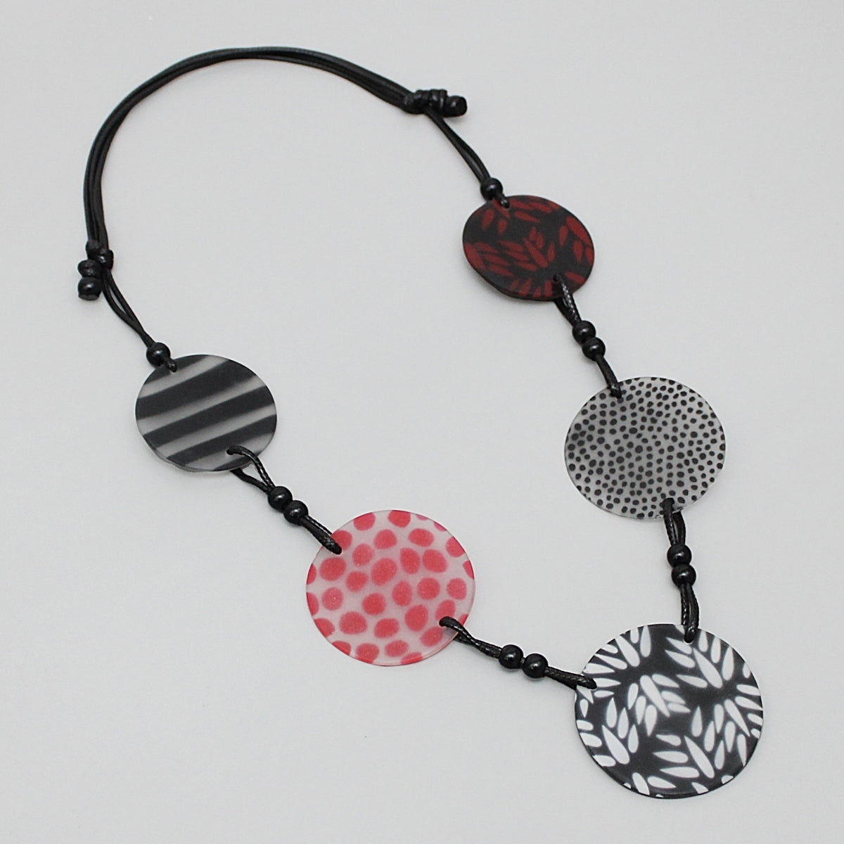 Black and Red Multi Design Shay Necklace - Sylca Designs - Chunky Jewelry