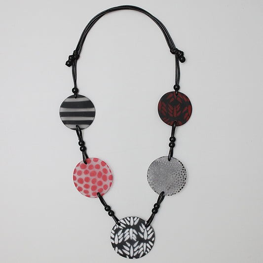 Black and Red Multi Design Shay Necklace - Sylca Designs - Chunky Jewelry