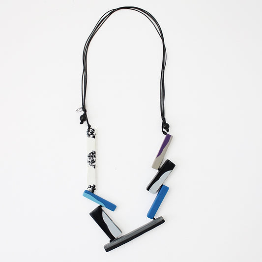 Blue Black and White Henley Necklace - Sylca Designs - Chunky Jewelry
