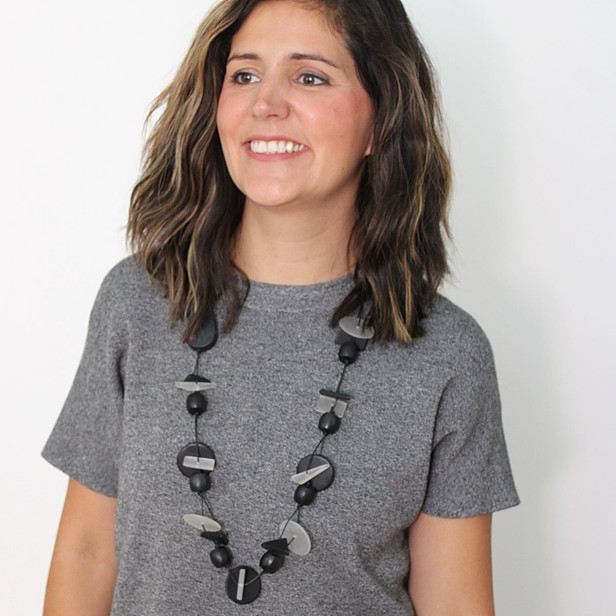 Black Geometric Trinity Necklace