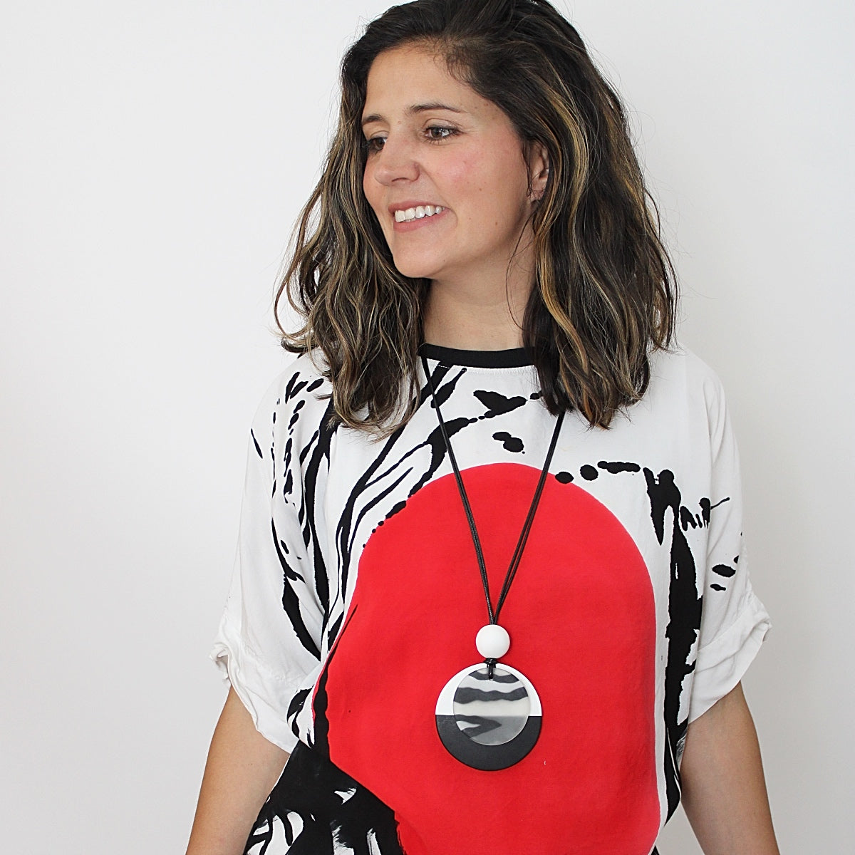 Black and White Enya Pendant Necklace