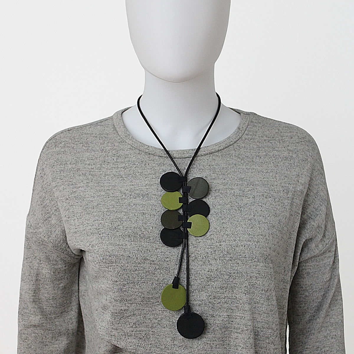 Olive Leather Arabella Pendant Necklace