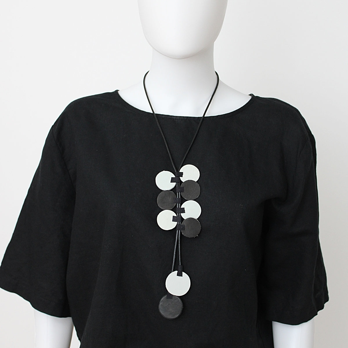 White Leather Arabella Pendant Necklace
