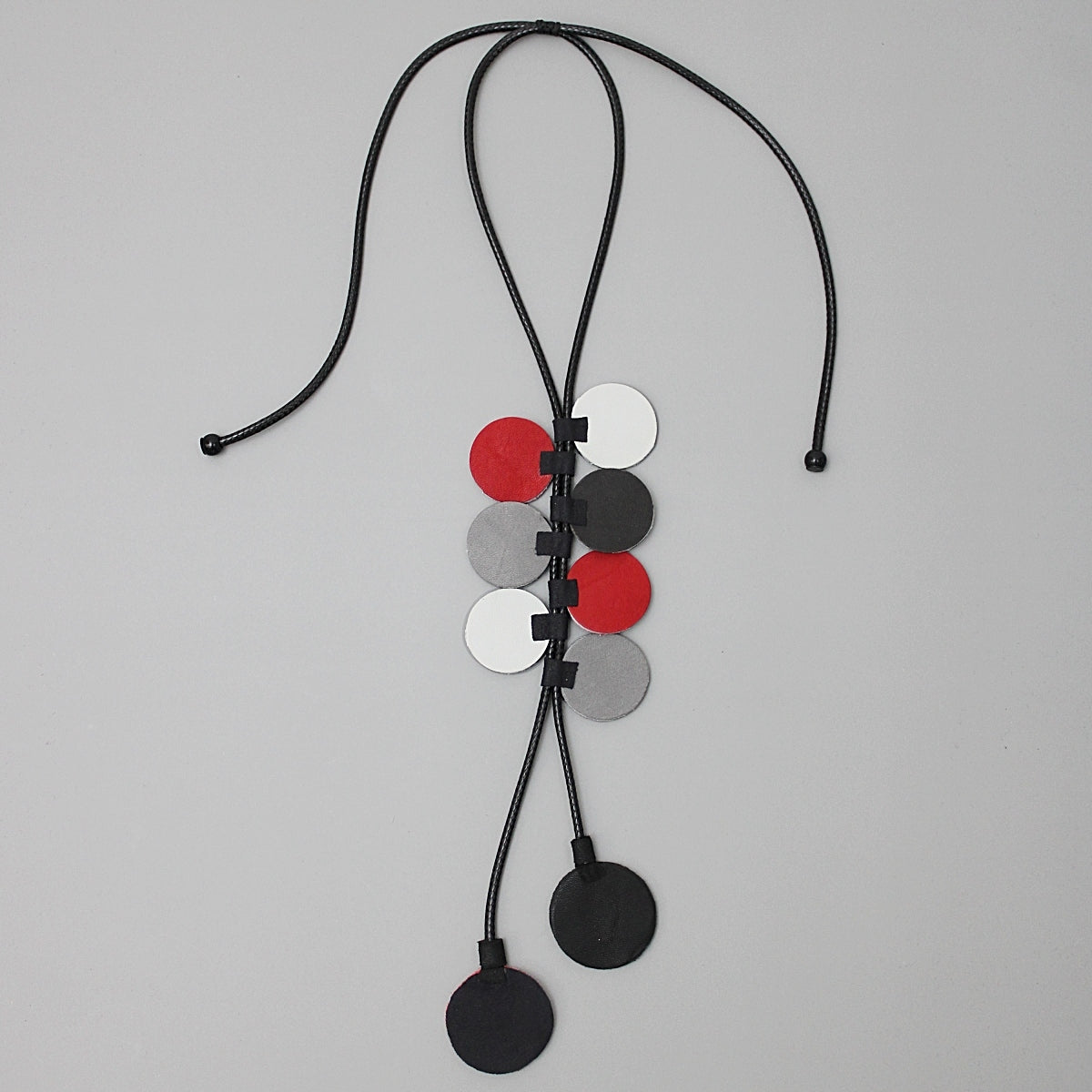 Red and Black Leather Arabella Pendant Necklace