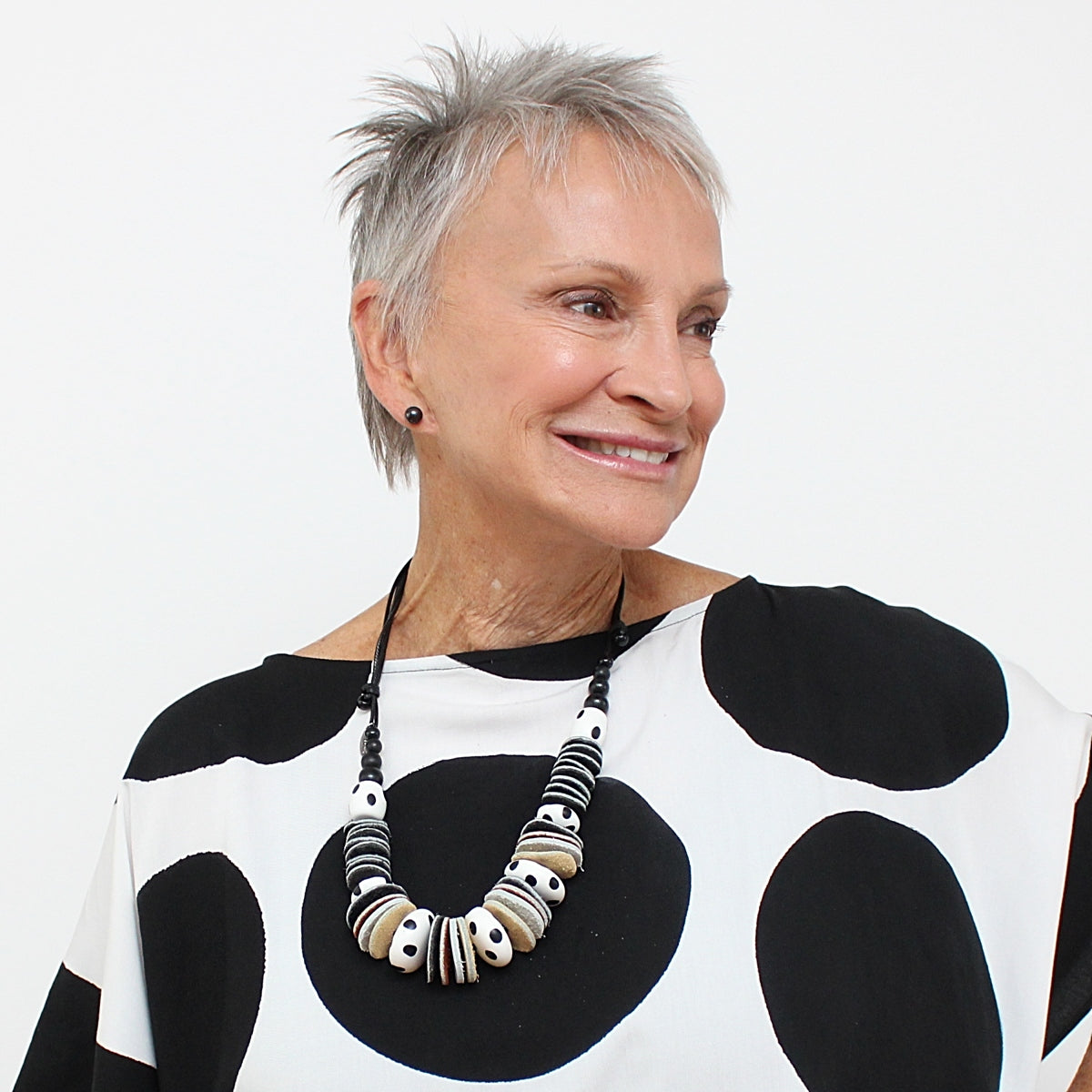 Black and White Polka Dot Jessica Necklace