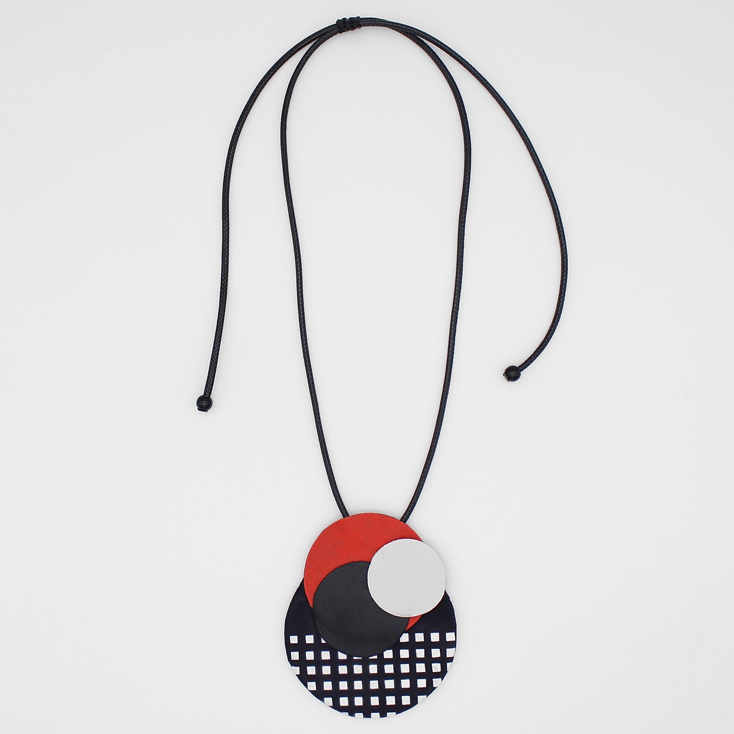 Harper Leather Circle Necklace Red