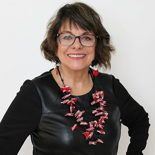 Red Salise Four Strand Leather Necklace - Sylca Designs - Chunky Jewelry